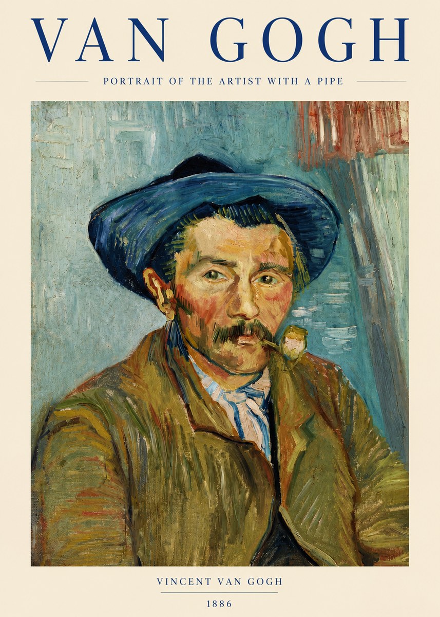 Van Gogh Portrait of the Artist with a Pipe No3 - Affiche