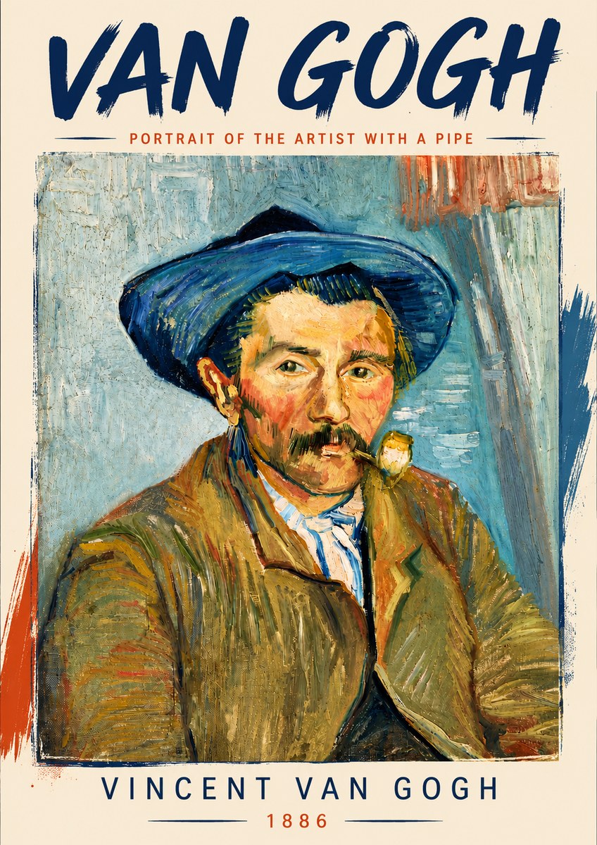 Van Gogh Portrait of the Artist with a Pipe No5 - Affiche