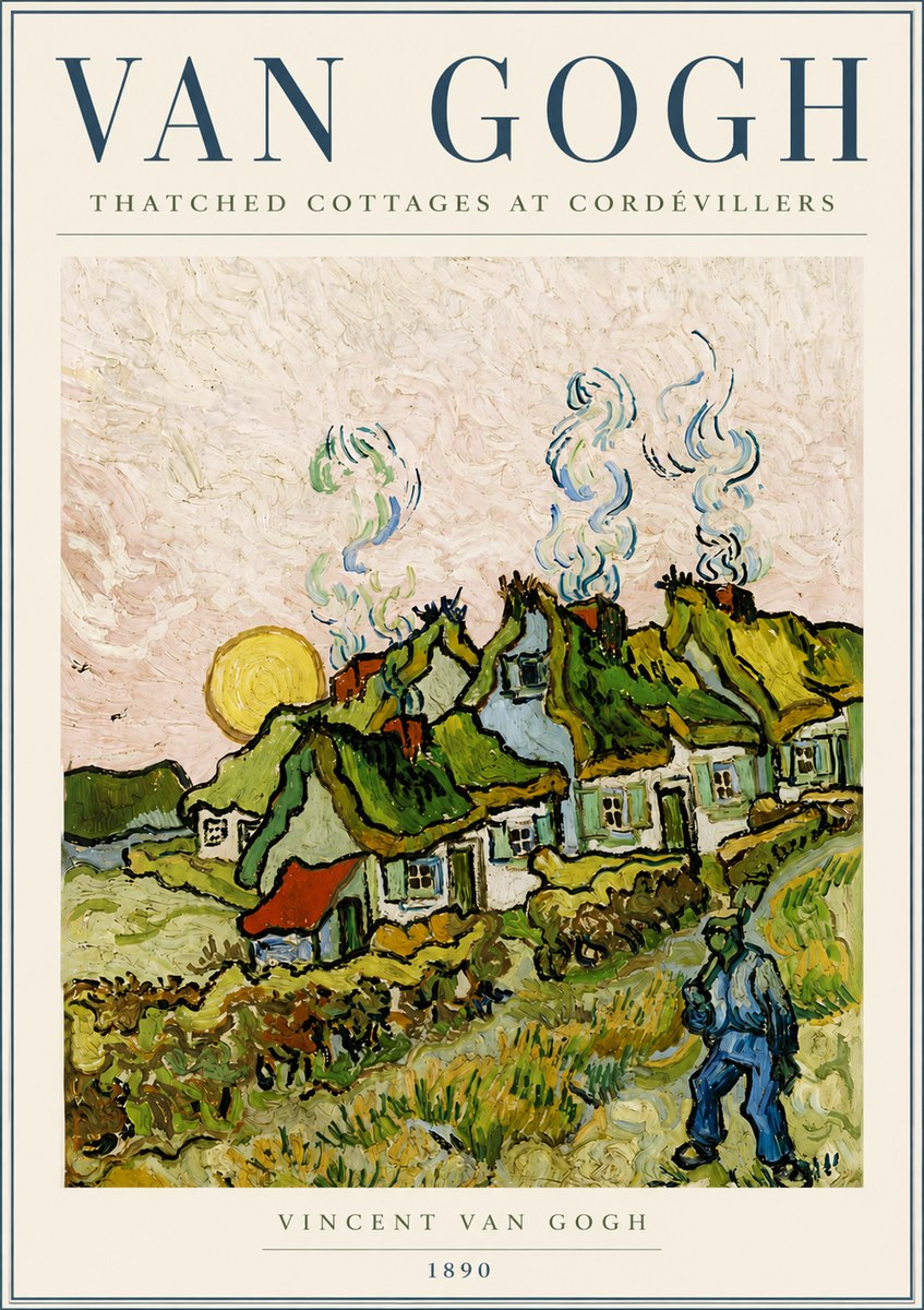 Van Gogh Cottages with Thatched Roofs No6 - Affiche