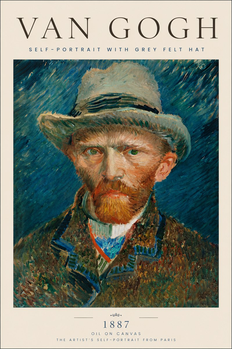 Van Gogh Self-portrait with Grey Felt Hat I No6 - Affiche