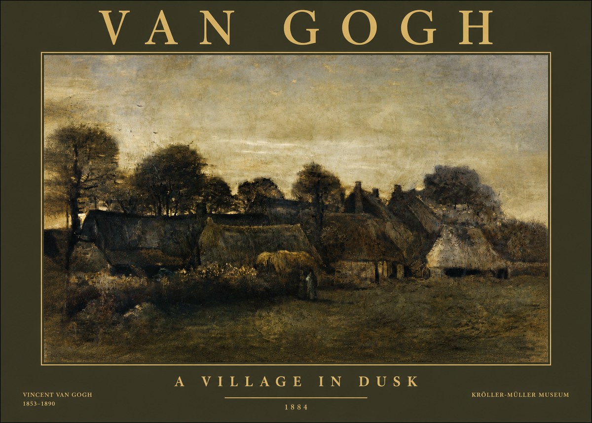 Van Gogh A Village in Dusk No2 - Affiche