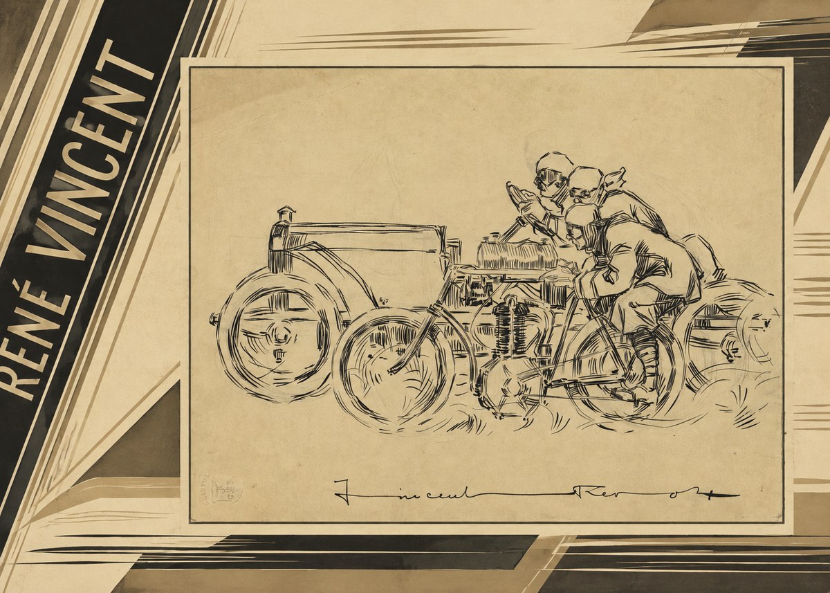 René Vincent Course Automobile No2 - Affiche