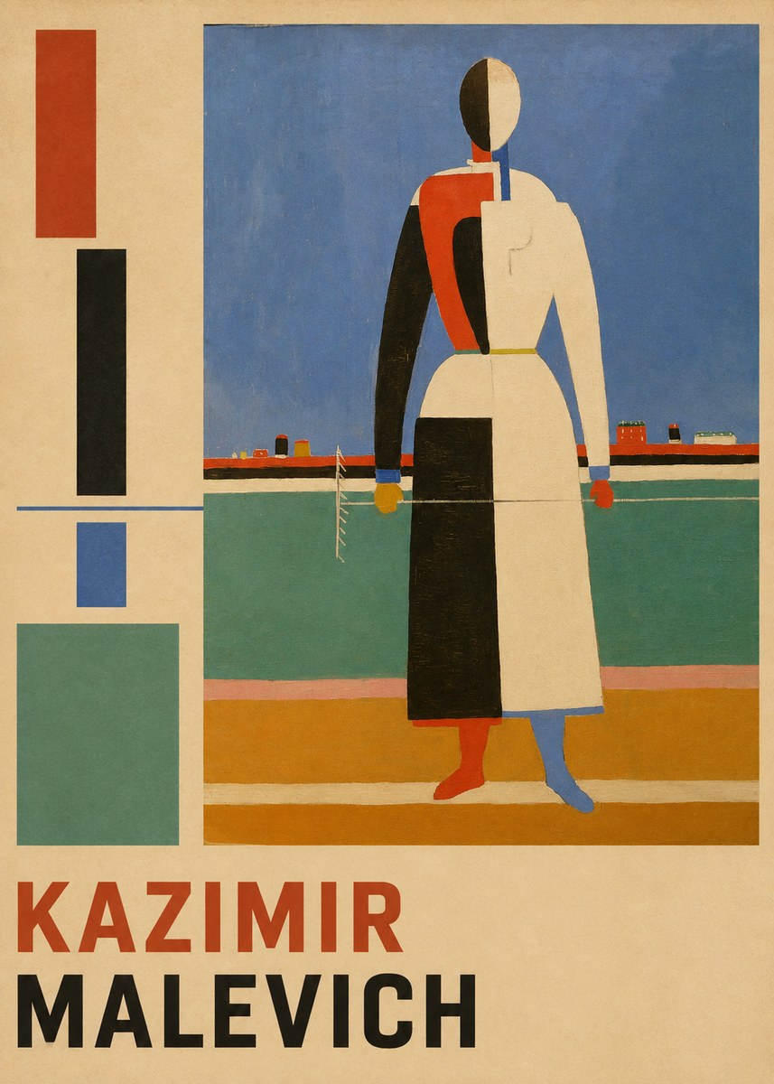 Kazimir Malevich Woman with a Rake No5 - Affiche