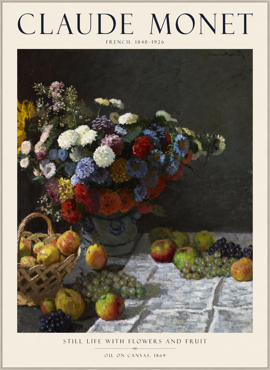 Monet Still Life with Flowers and Fruit No1 - Affiche