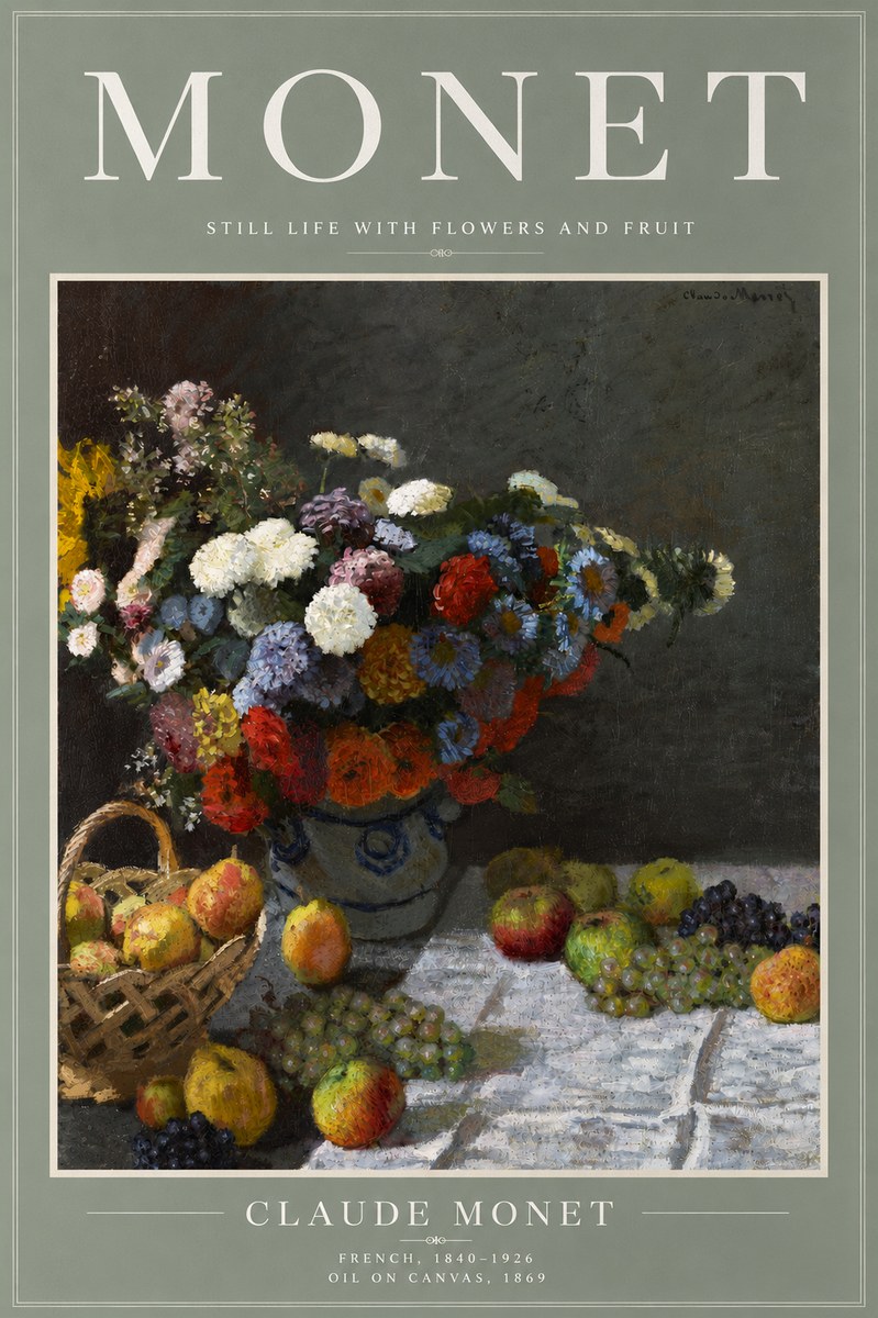 Monet Still Life with Flowers and Fruit No5 - Affiche