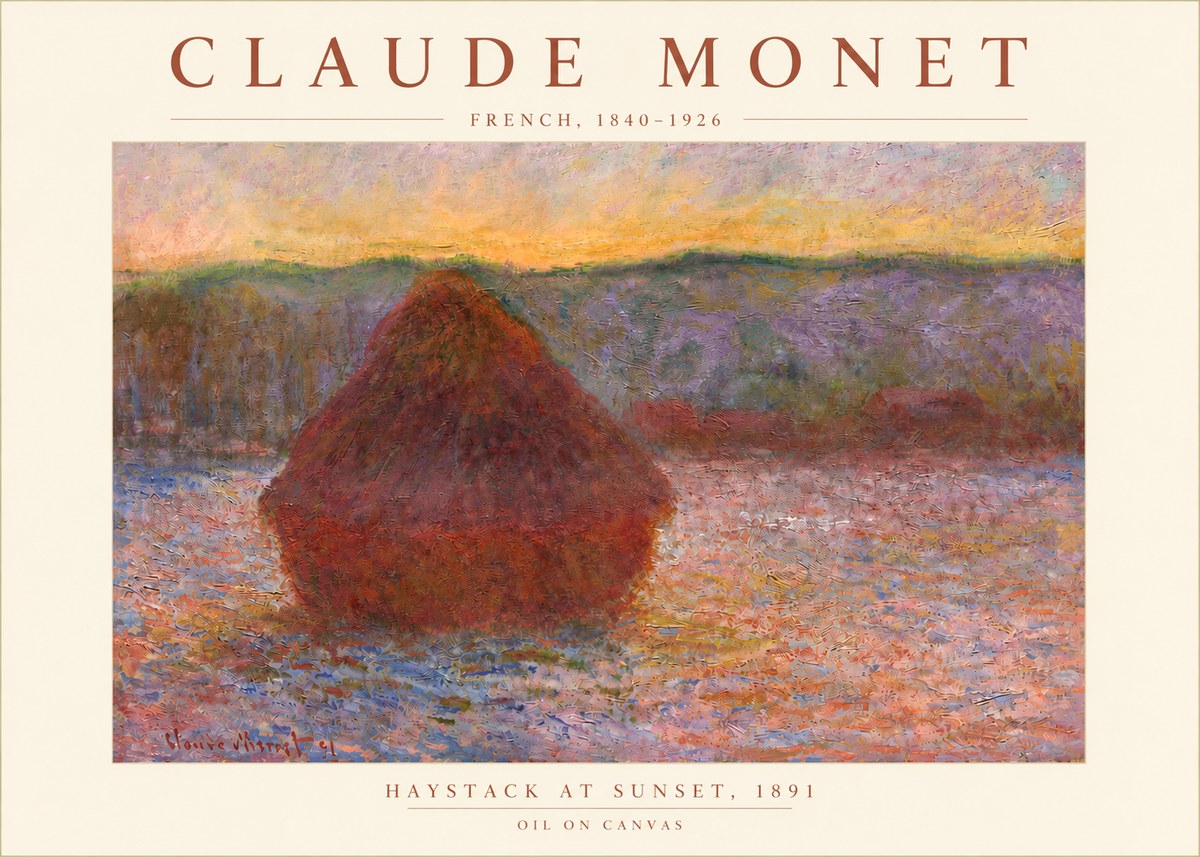 Monet Haystack at Sunset, 1891 No3 - Affiche