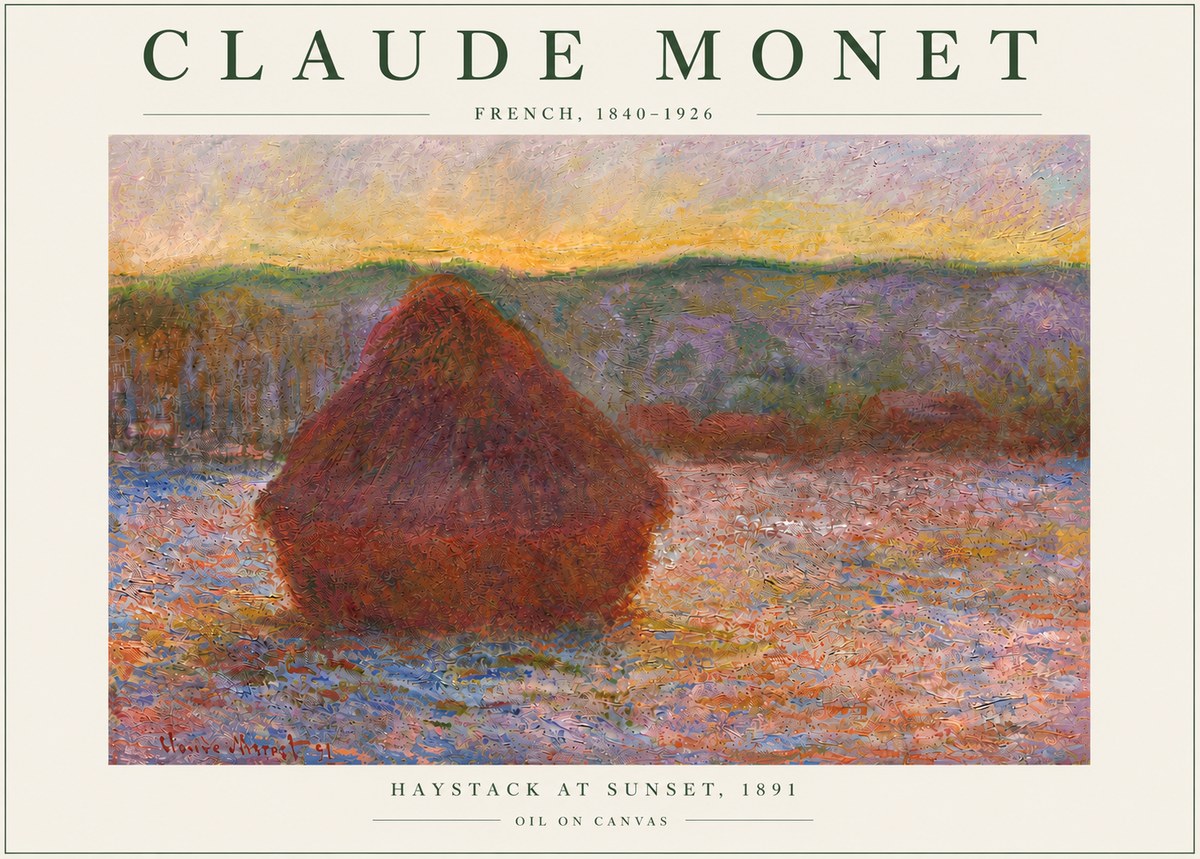 Monet Haystack at Sunset, 1891 No6 - Affiche