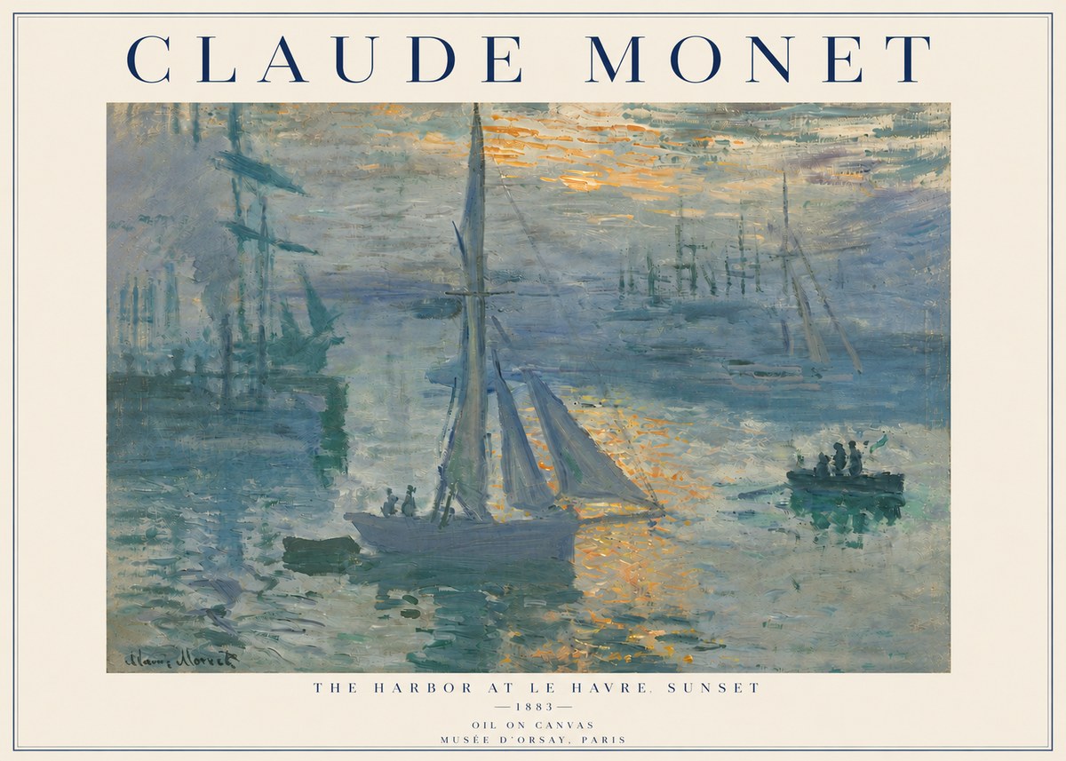Monet The Harbor at Le Havre, Sunset No4 - Affiche