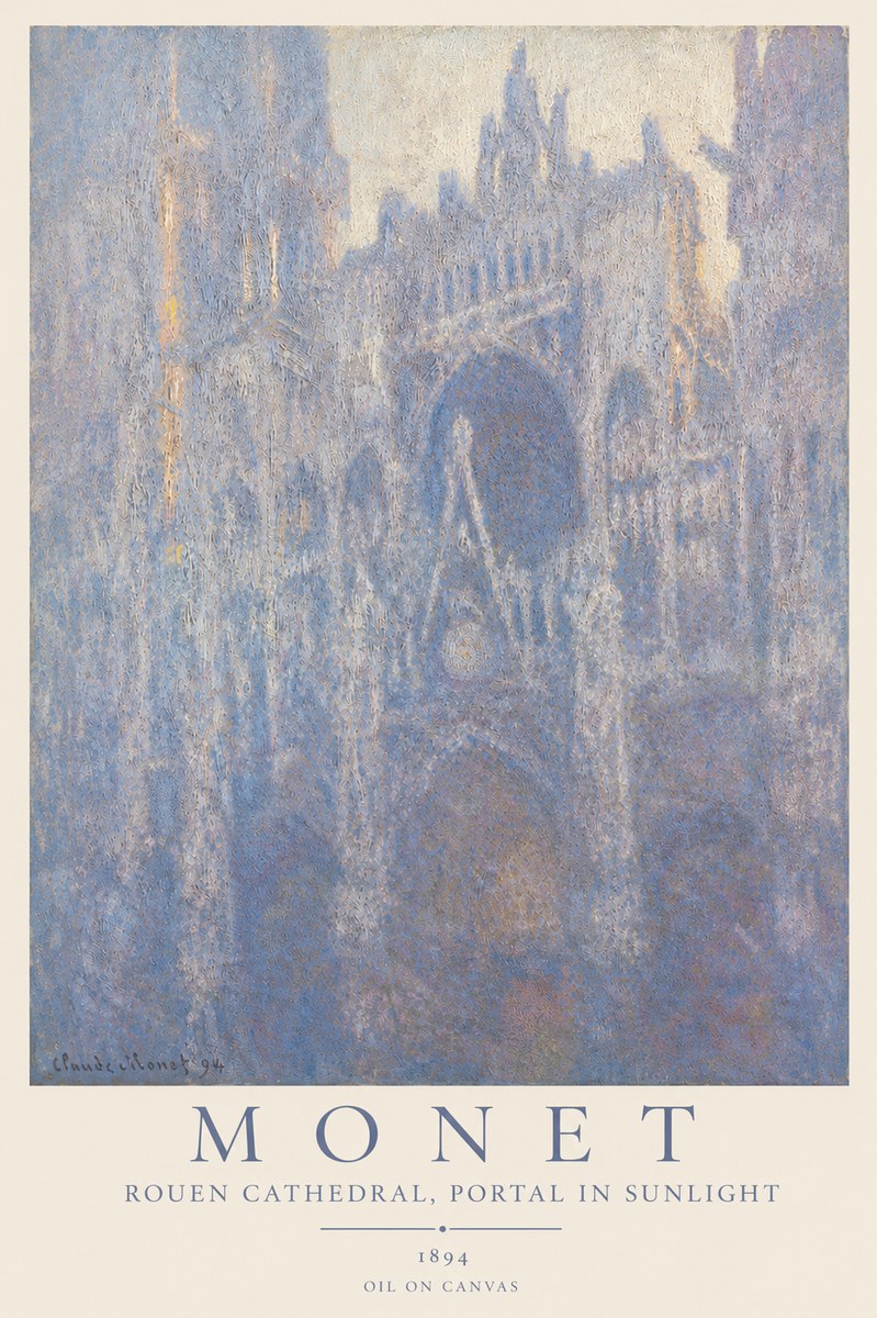 Monet Rouen Cathedral, Portal in Sunlight No3 - Affiche