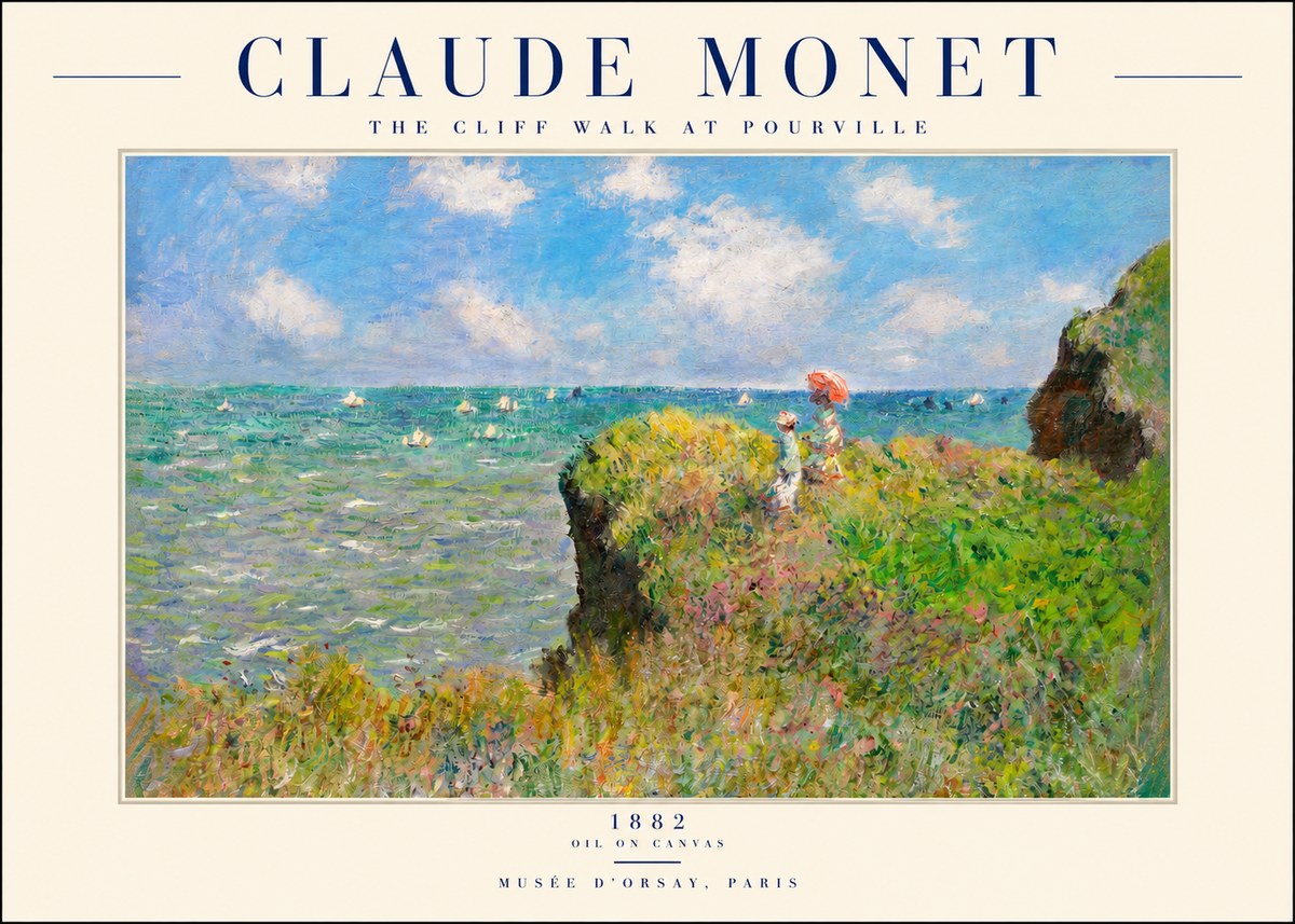 Monet The Cliff Walk at Pourville No2 - Affiche