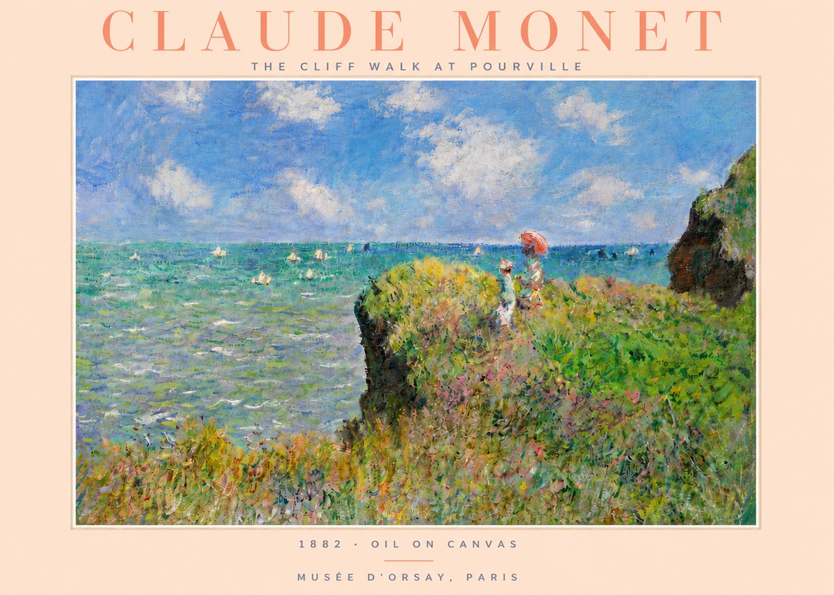 Monet The Cliff Walk at Pourville No4 - Affiche