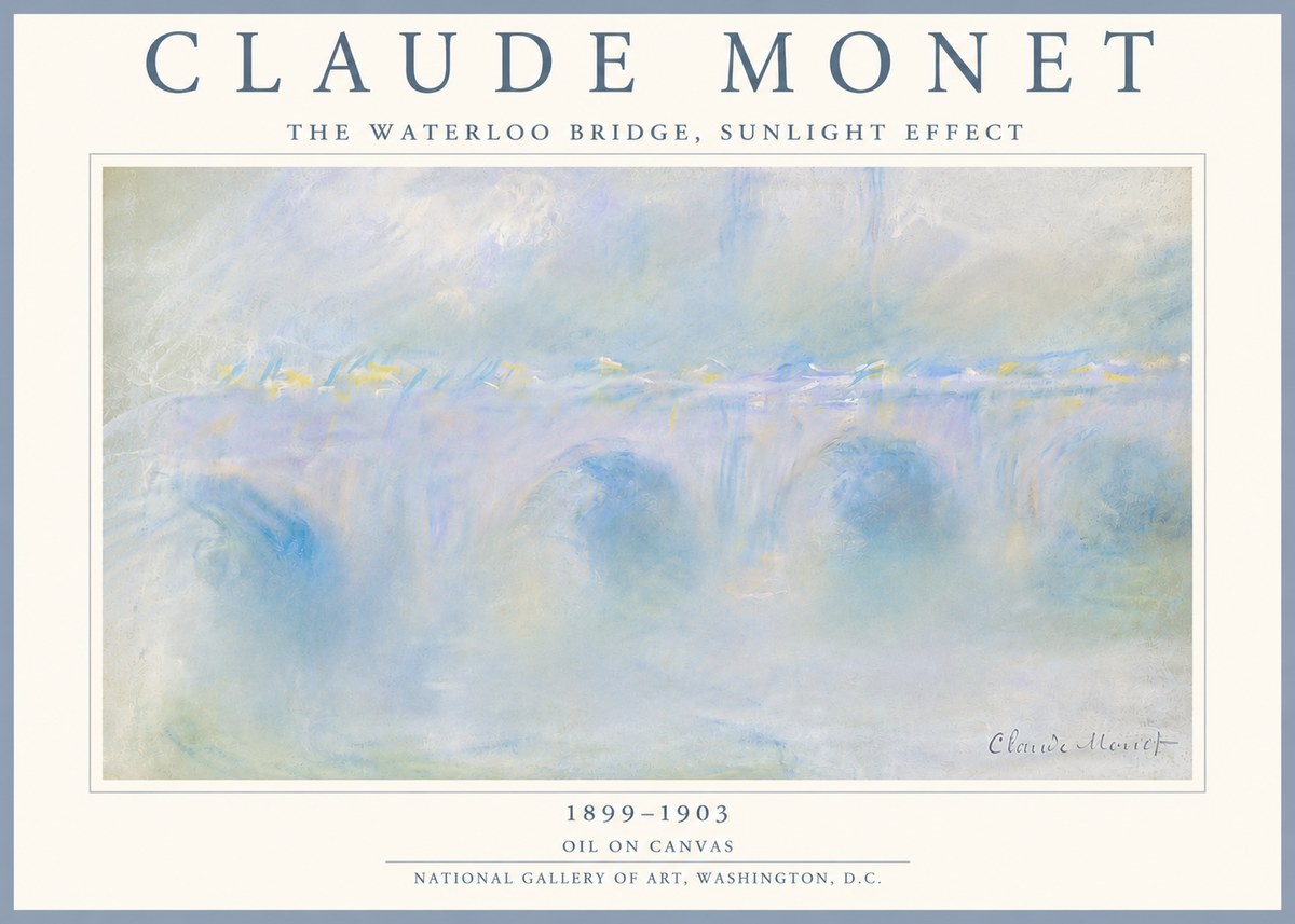 Monet The Waterloo Bridge, Sunlight Effect No5 - Affiche