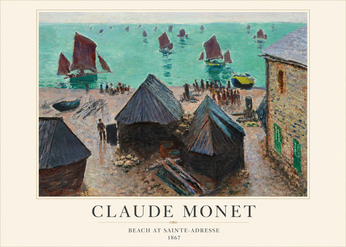 Monet Beach at Sainte-adresse No3 - Affiche