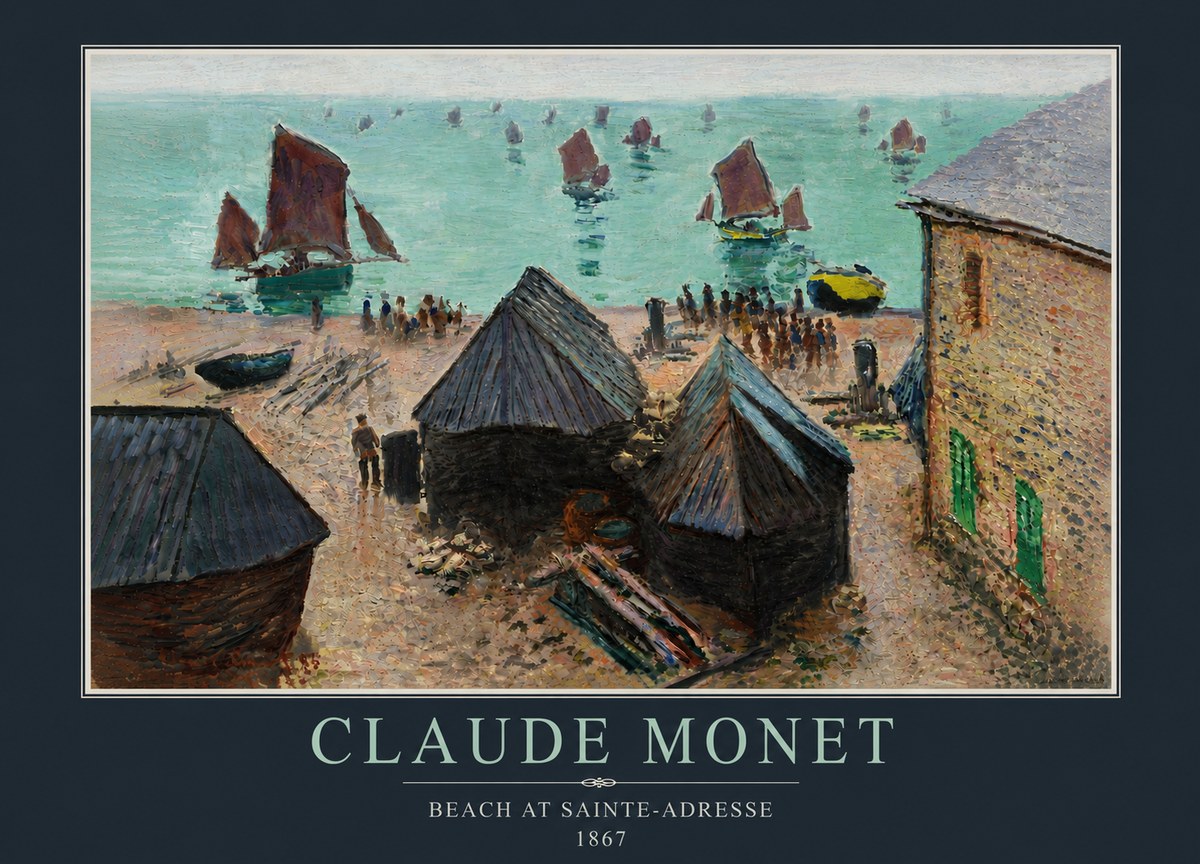 Monet Beach at Sainte-adresse No5 - Affiche