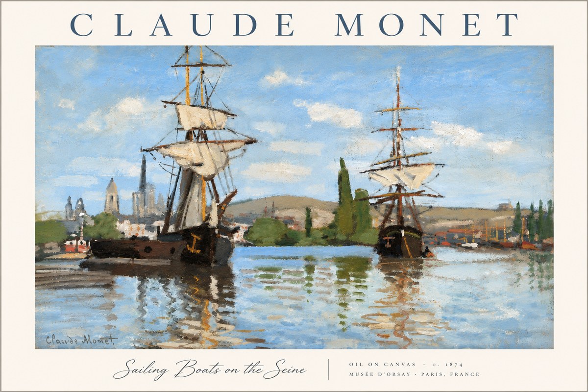 Monet Sailing Boats on the Seine No6 - Affiche