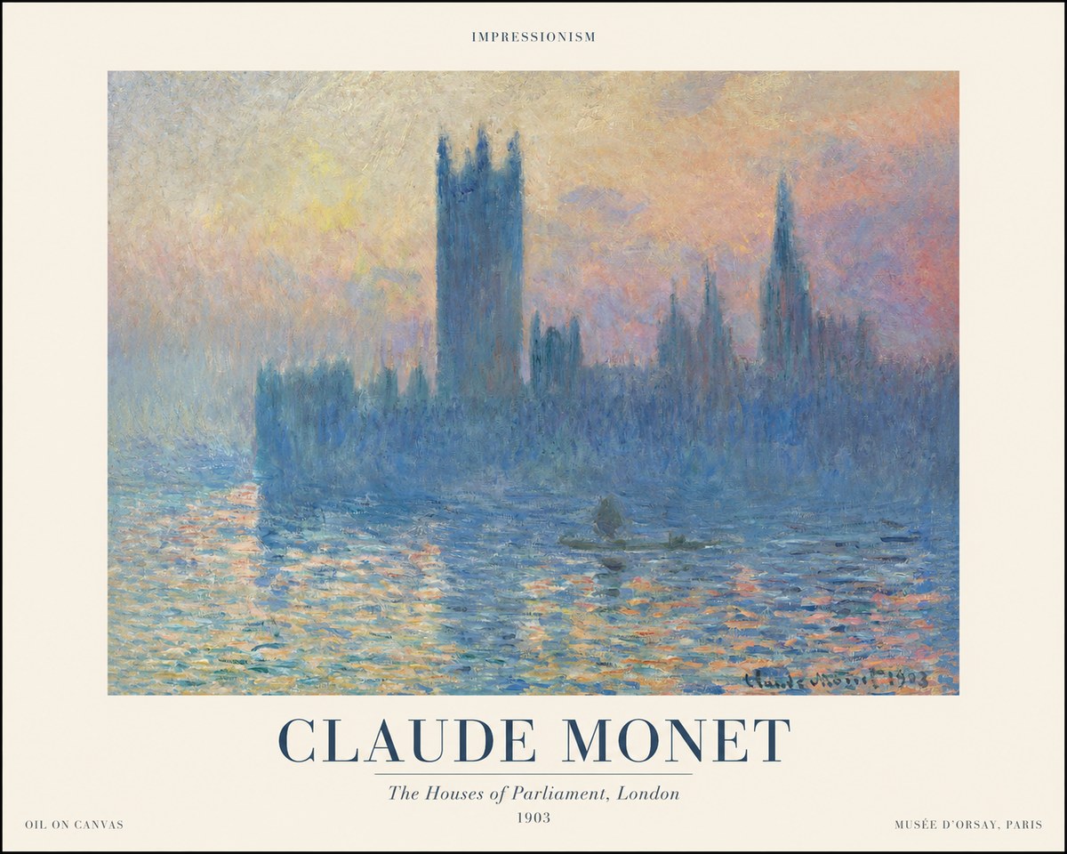 Monet The Houses of Parliament, London II No1 - Affiche