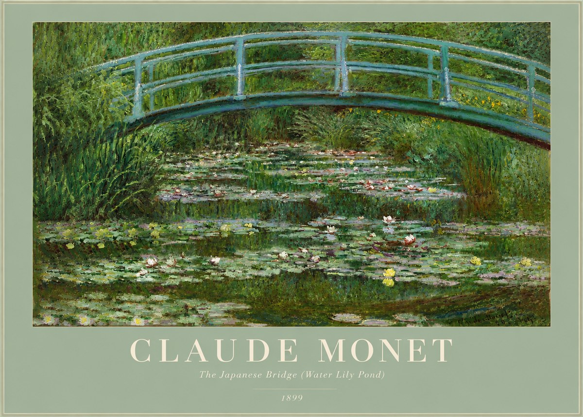 Monet The Japanese Bridge (Water Lily Pond) No4 - Affiche