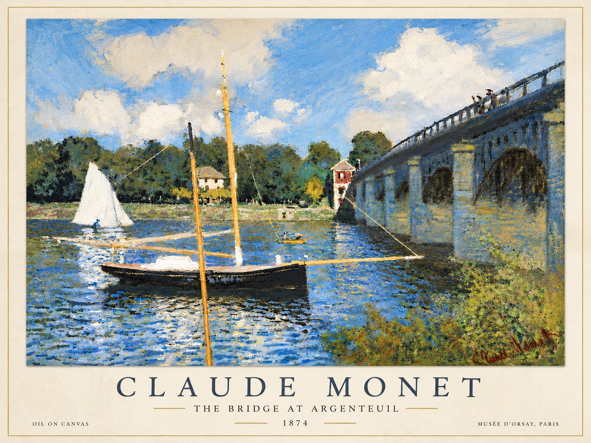 Monet The Bridge at Argenteuil I No6 - Affiche