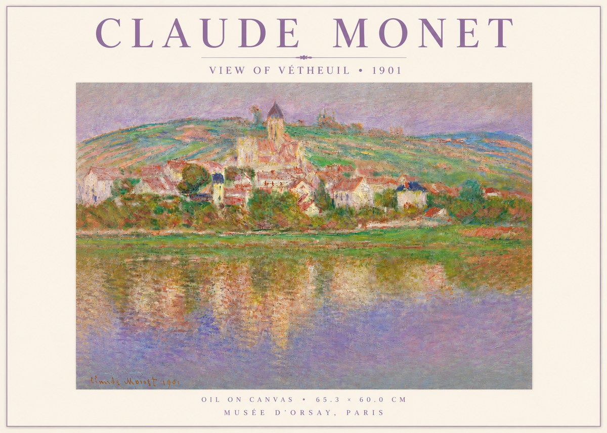 Monet View of Vétheuil I No4 - Affiche