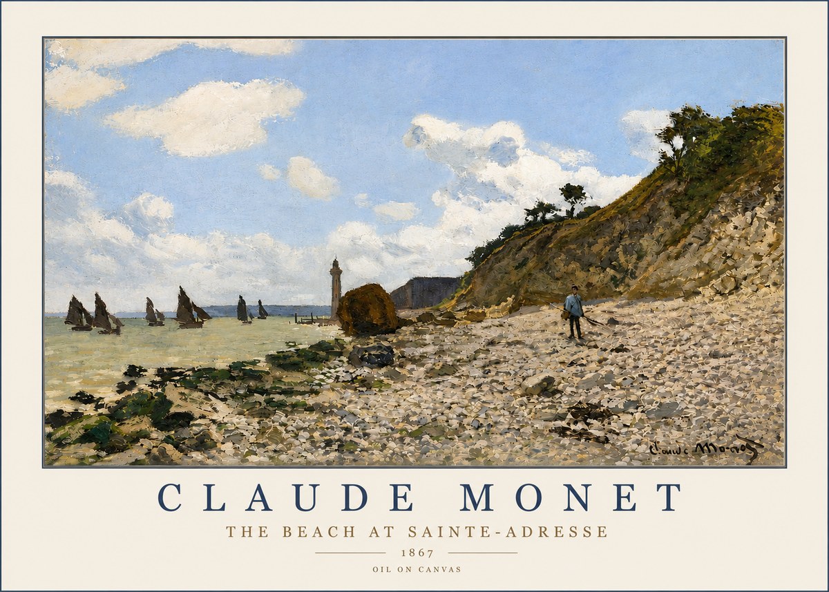 Monet The Beach at Sainte-adresse II No3 - Affiche