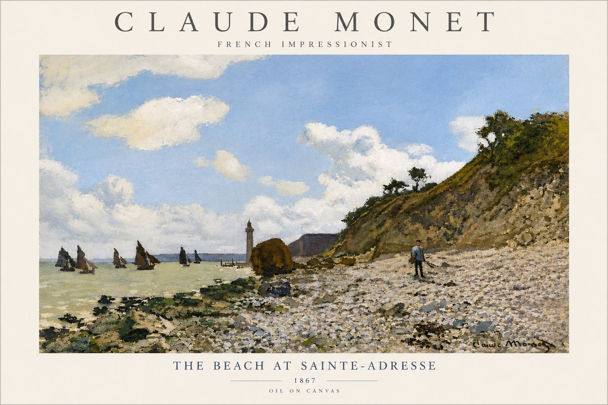 Monet The Beach at Sainte-adresse II No4 - Affiche