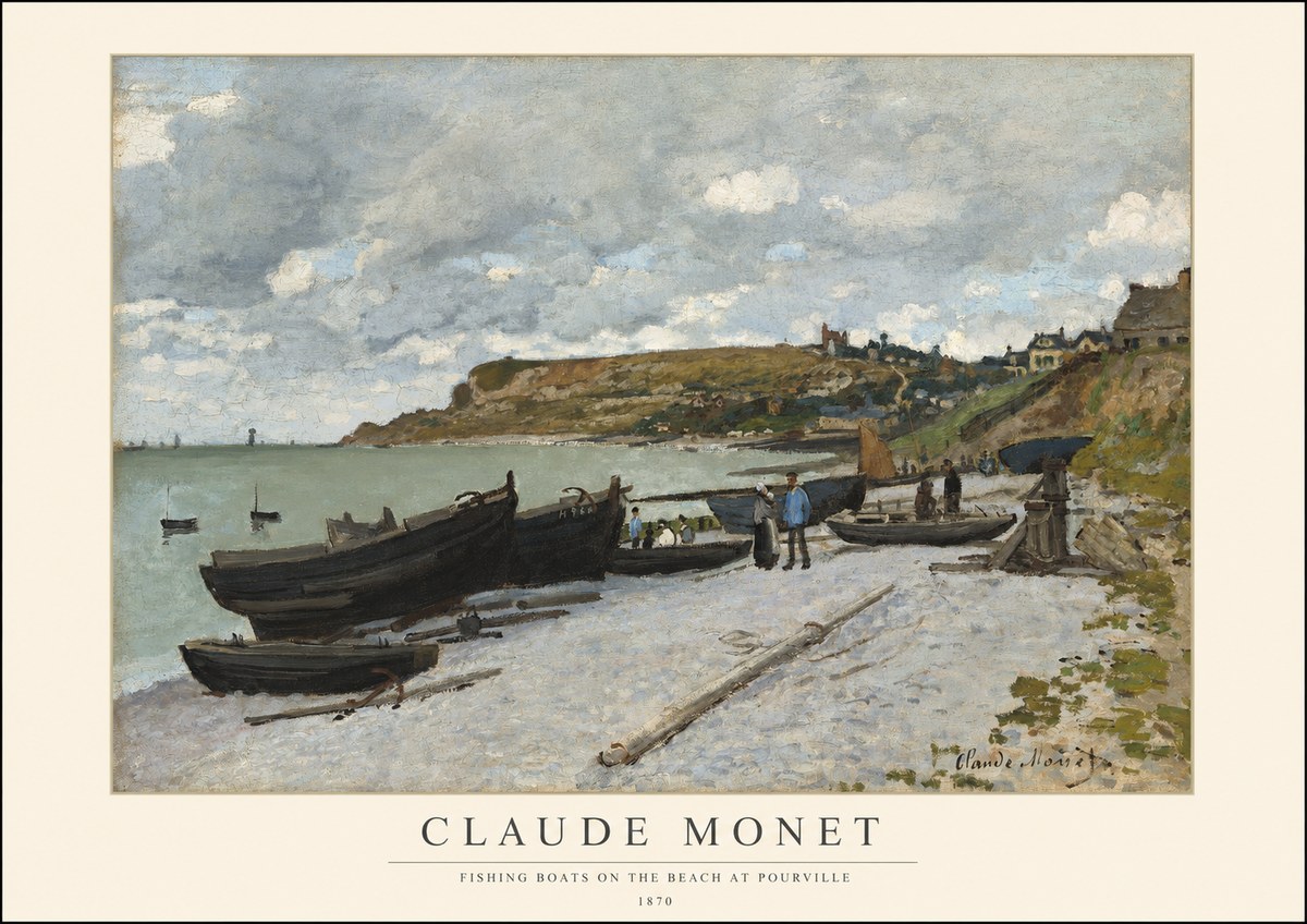 Monet Fishing Boats on the Beach at Pourville No1 - Affiche