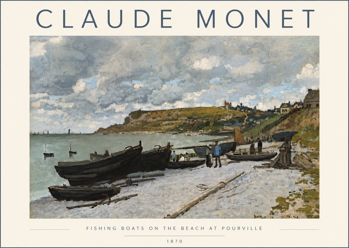 Monet Fishing Boats on the Beach at Pourville No5 - Affiche
