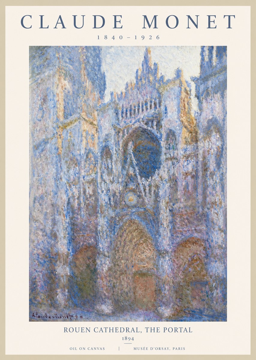 Monet Rouen Cathedral, the Portal No2 - Affiche