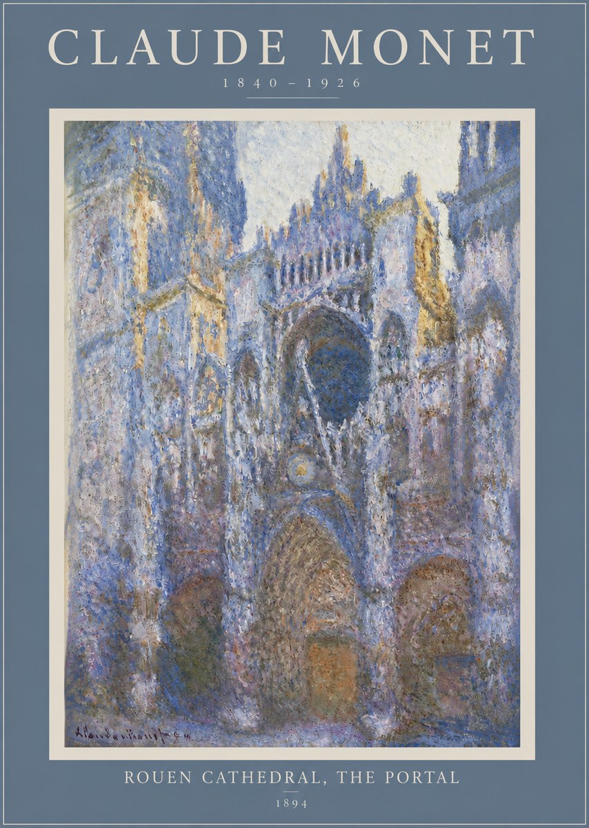 Monet Rouen Cathedral, the Portal No3 - Affiche