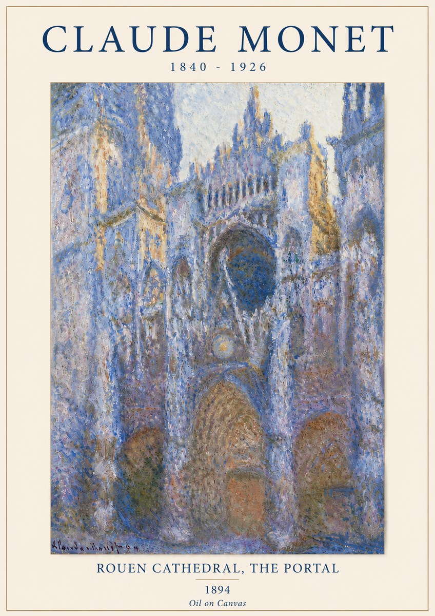 Monet Rouen Cathedral, the Portal No4 - Affiche