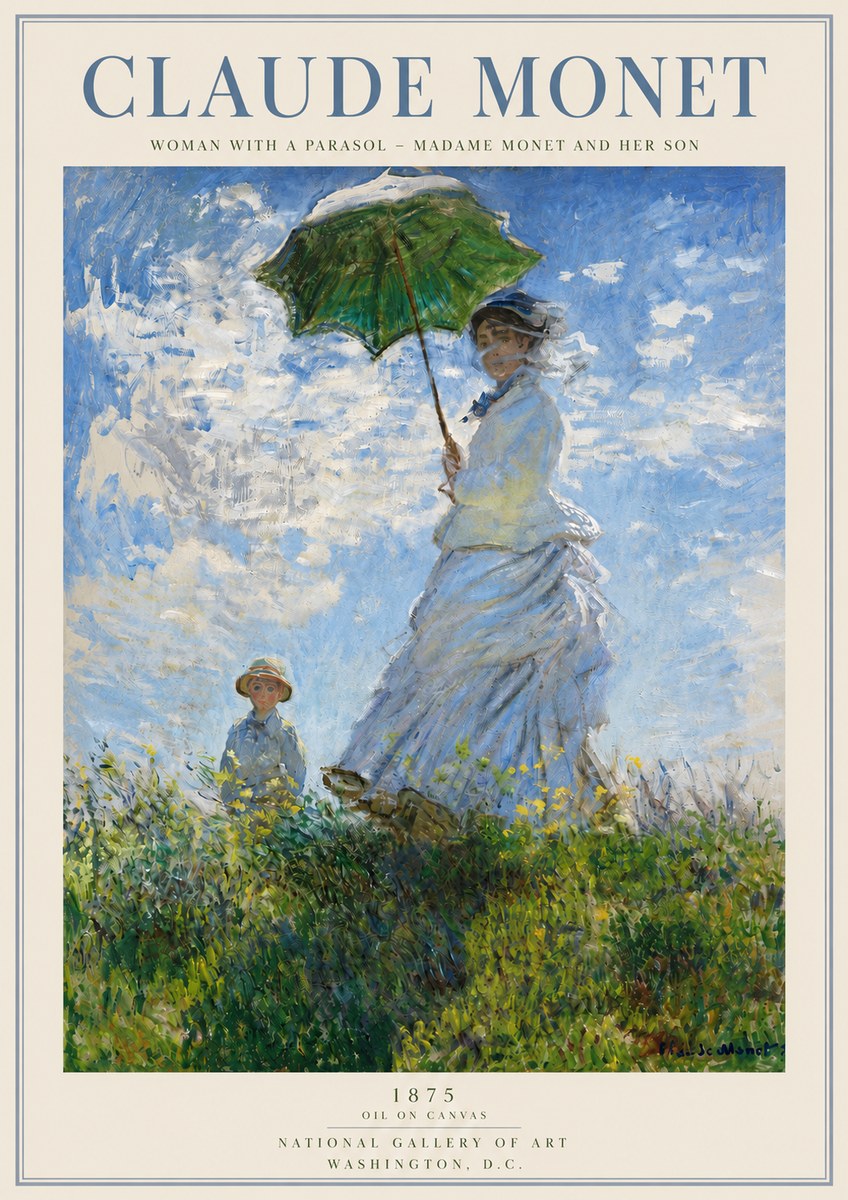 Monet Woman with a Parasol – Madame Monet and Her Son No4 - Affiche