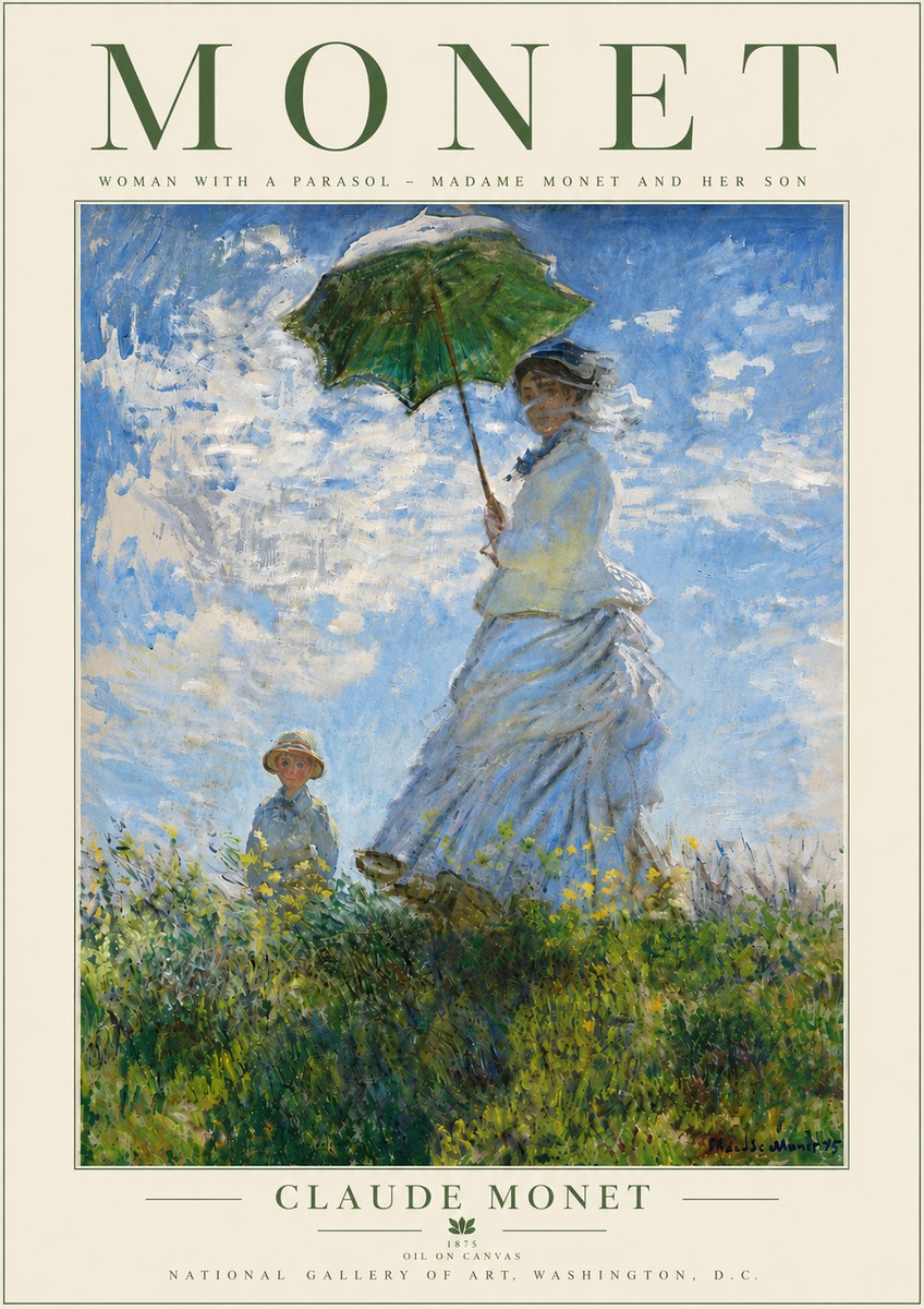 Monet Woman with a Parasol – Madame Monet and Her Son No5 - Affiche