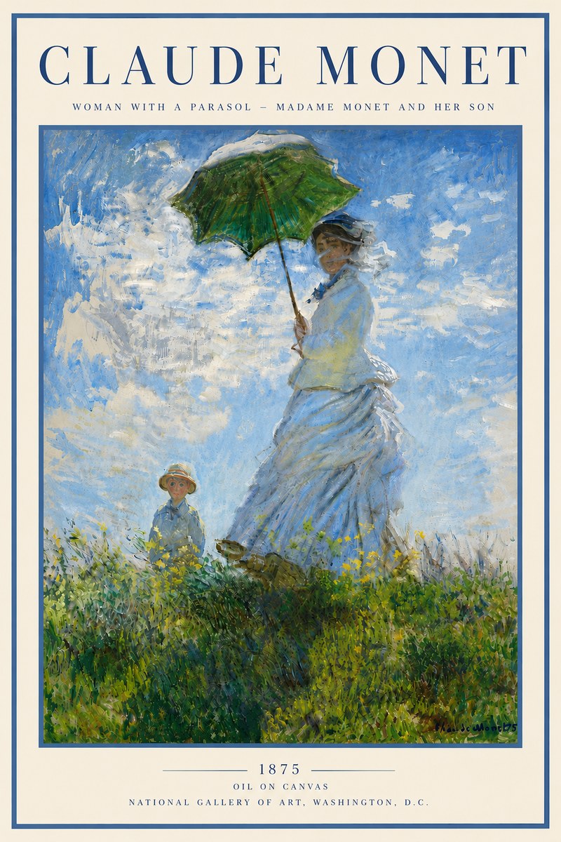 Monet Woman with a Parasol – Madame Monet and Her Son No6 - Affiche