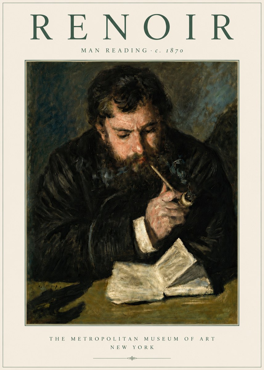 Renoir Man Reading No4 - Affiche