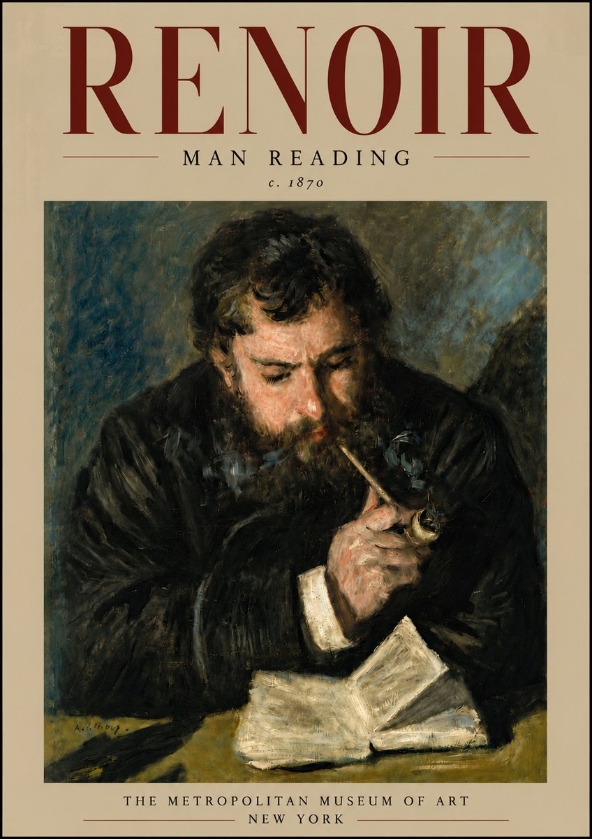 Renoir Man Reading No6 - Affiche