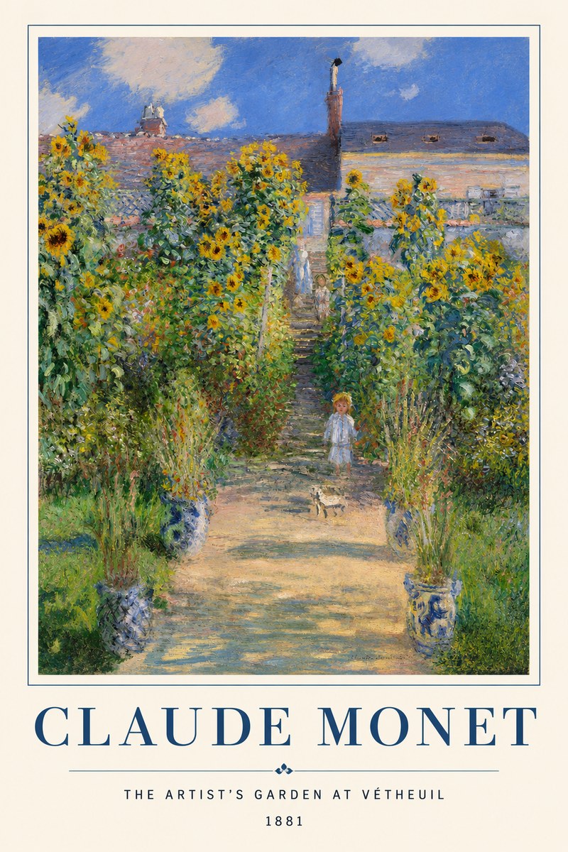 Monet The Artist's Garden at Vétheuil I No2 - Affiche