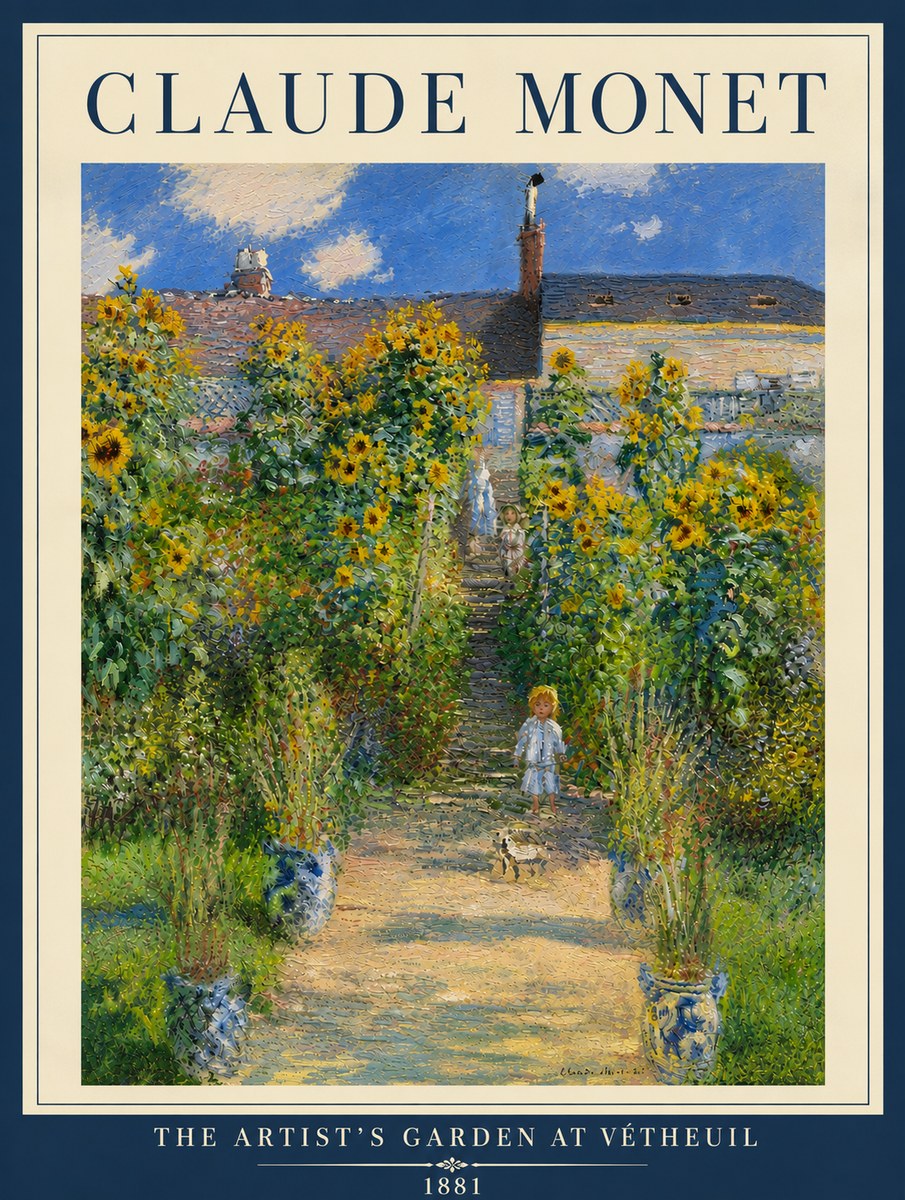 Monet The Artist's Garden at Vétheuil I No5 - Affiche