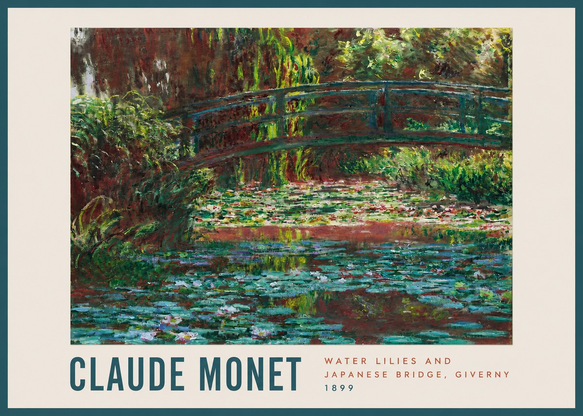 Monet Water Lilies and Japanese Bridge, Giverny No2 - Affiche