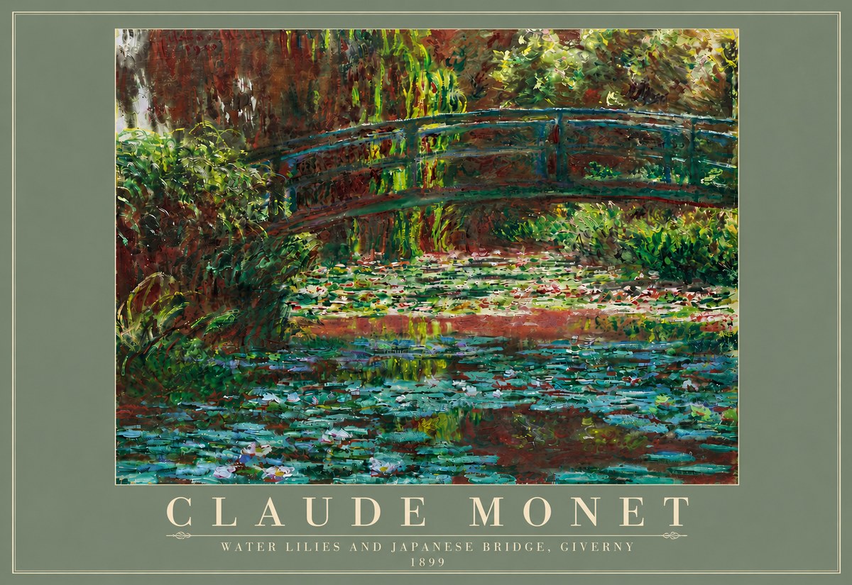 Monet Water Lilies and Japanese Bridge, Giverny No4 - Affiche