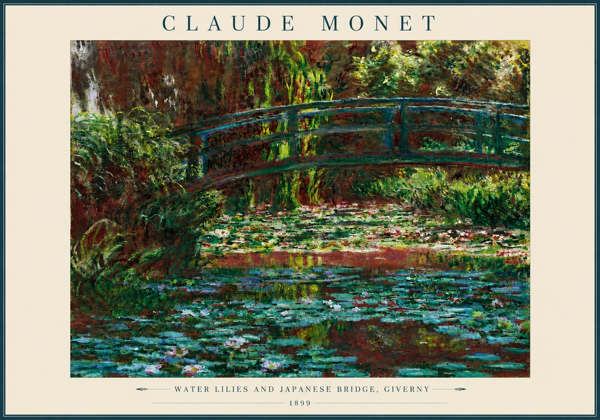 Monet Water Lilies and Japanese Bridge, Giverny No6 - Affiche