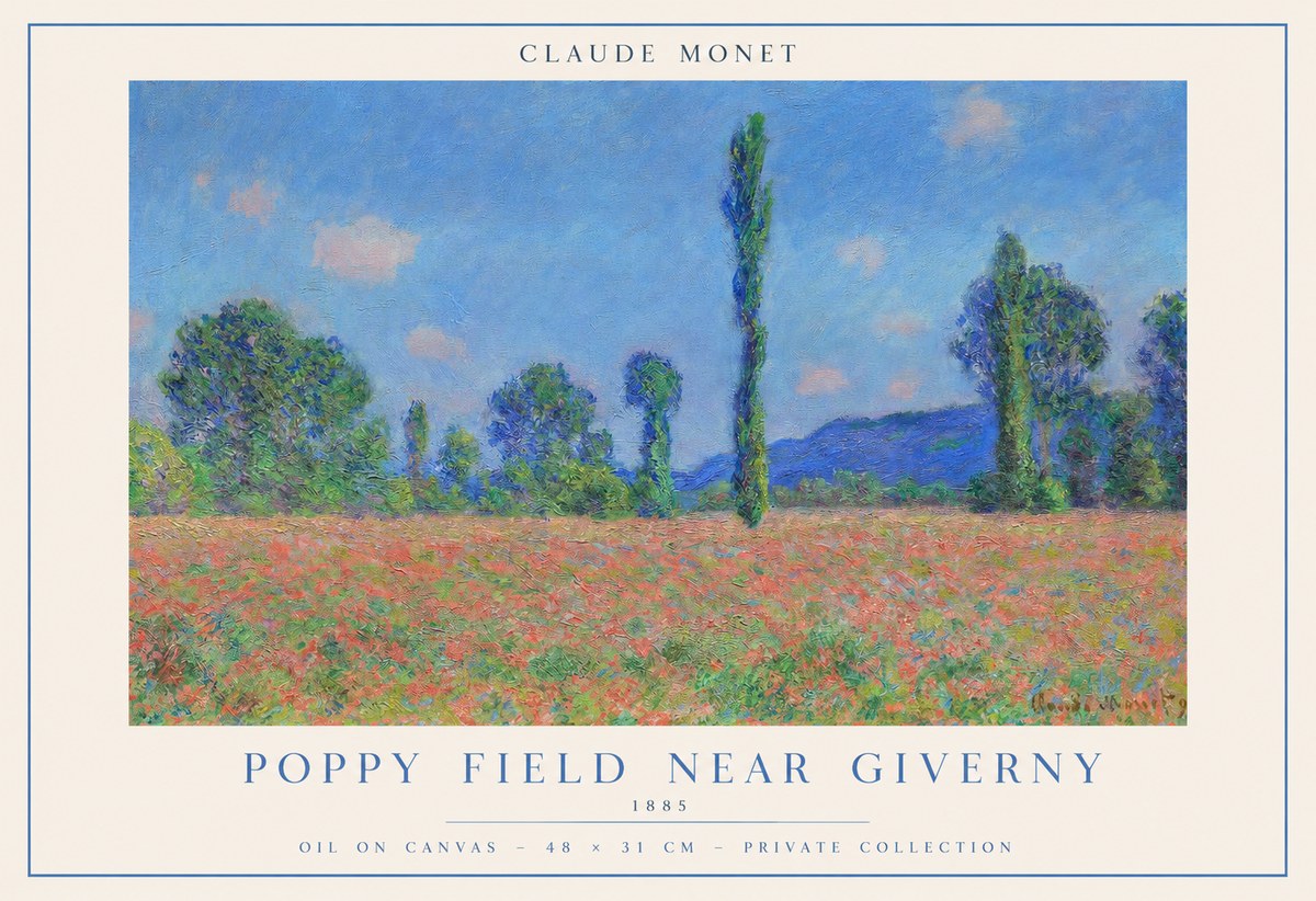 Monet Poppy Field Near Giverny No1 - Affiche