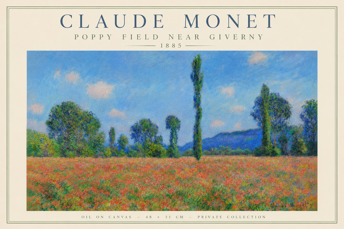 Monet Poppy Field Near Giverny No6 - Affiche