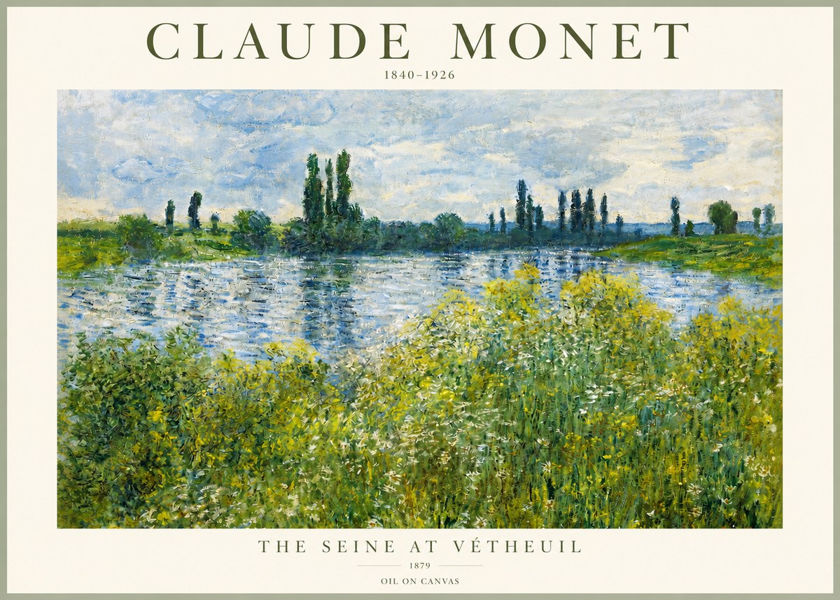 Monet The Seine at Vétheuil No2 - Affiche