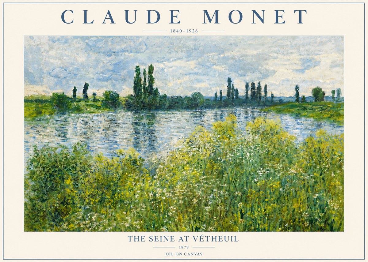 Monet The Seine at Vétheuil No3 - Affiche