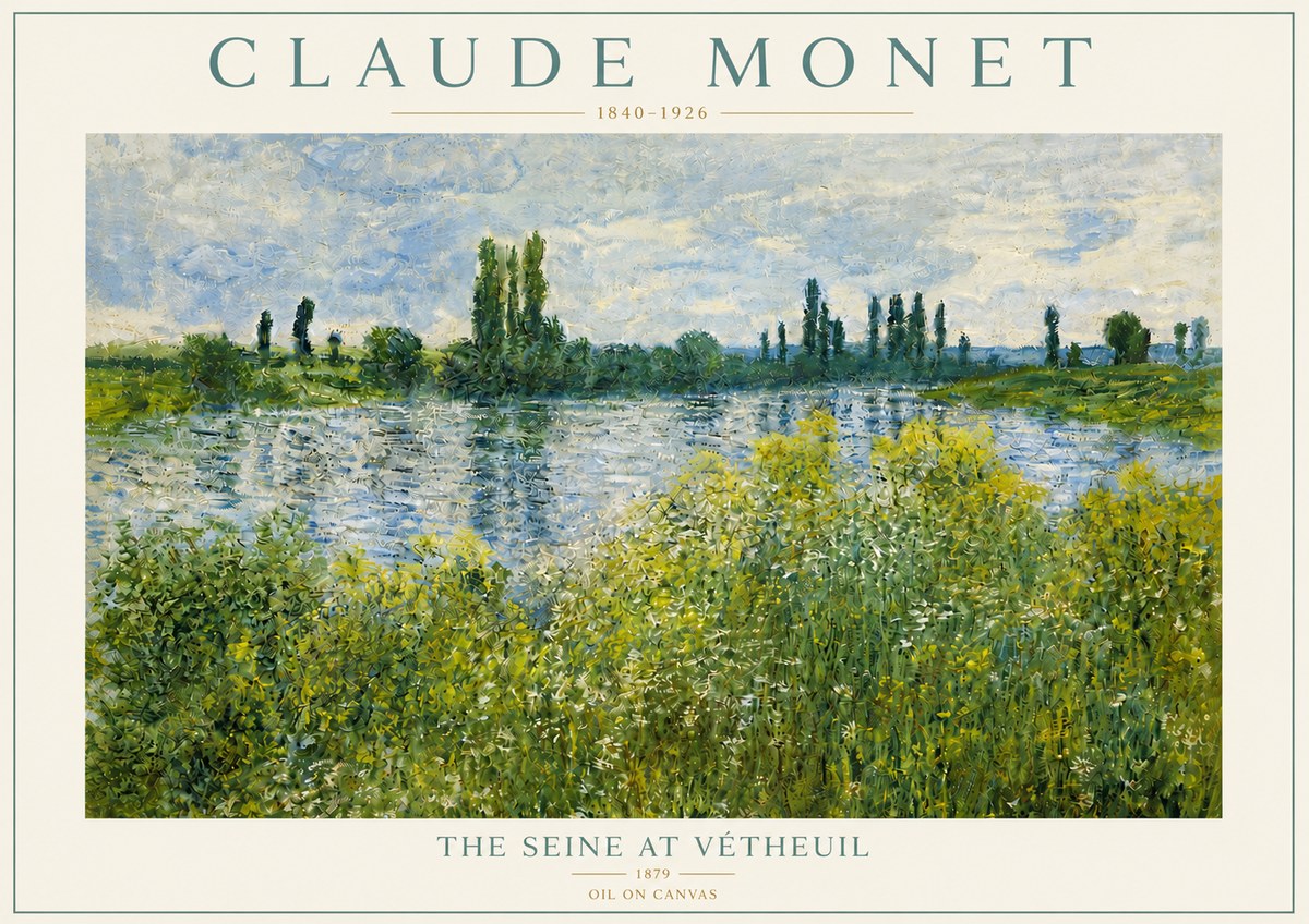 Monet The Seine at Vétheuil No4 - Affiche