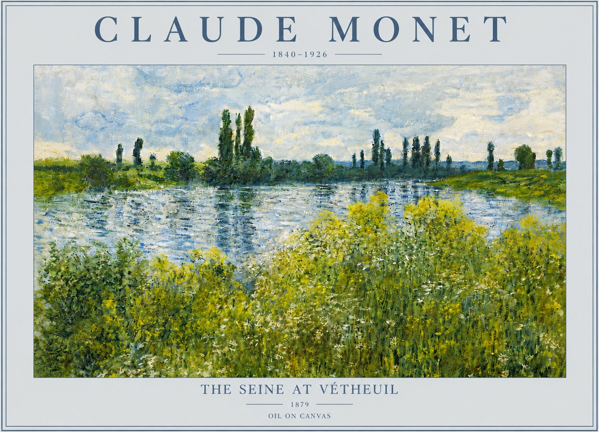 Monet The Seine at Vétheuil No5 - Affiche