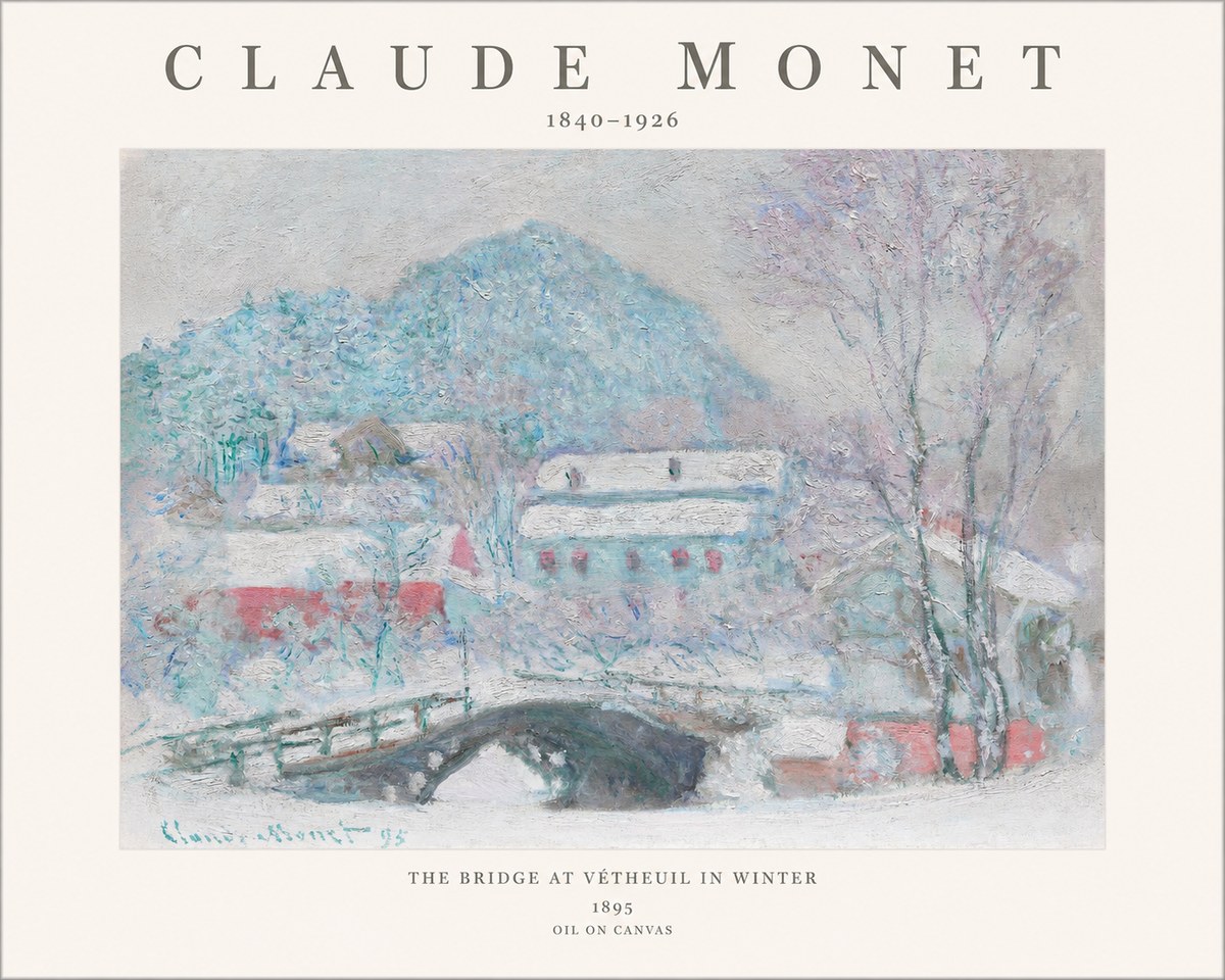 Monet The Bridge at Vétheuil in Winter No1 - Affiche