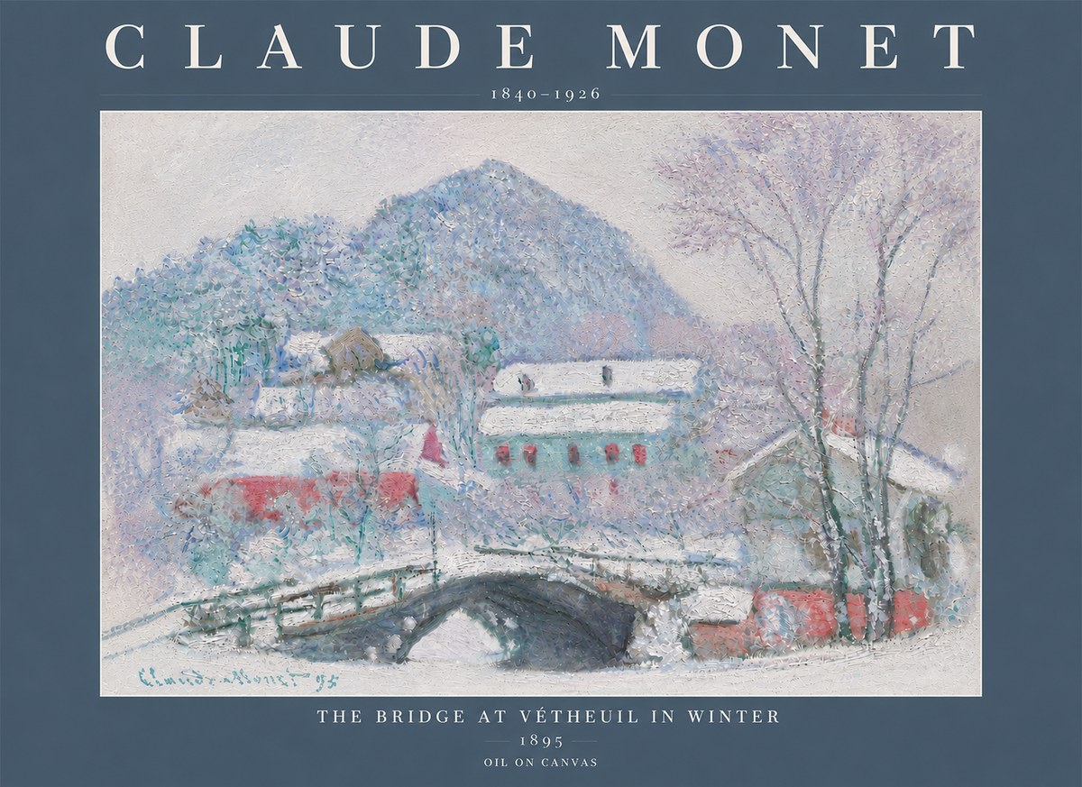Monet The Bridge at Vétheuil in Winter No5 - Affiche