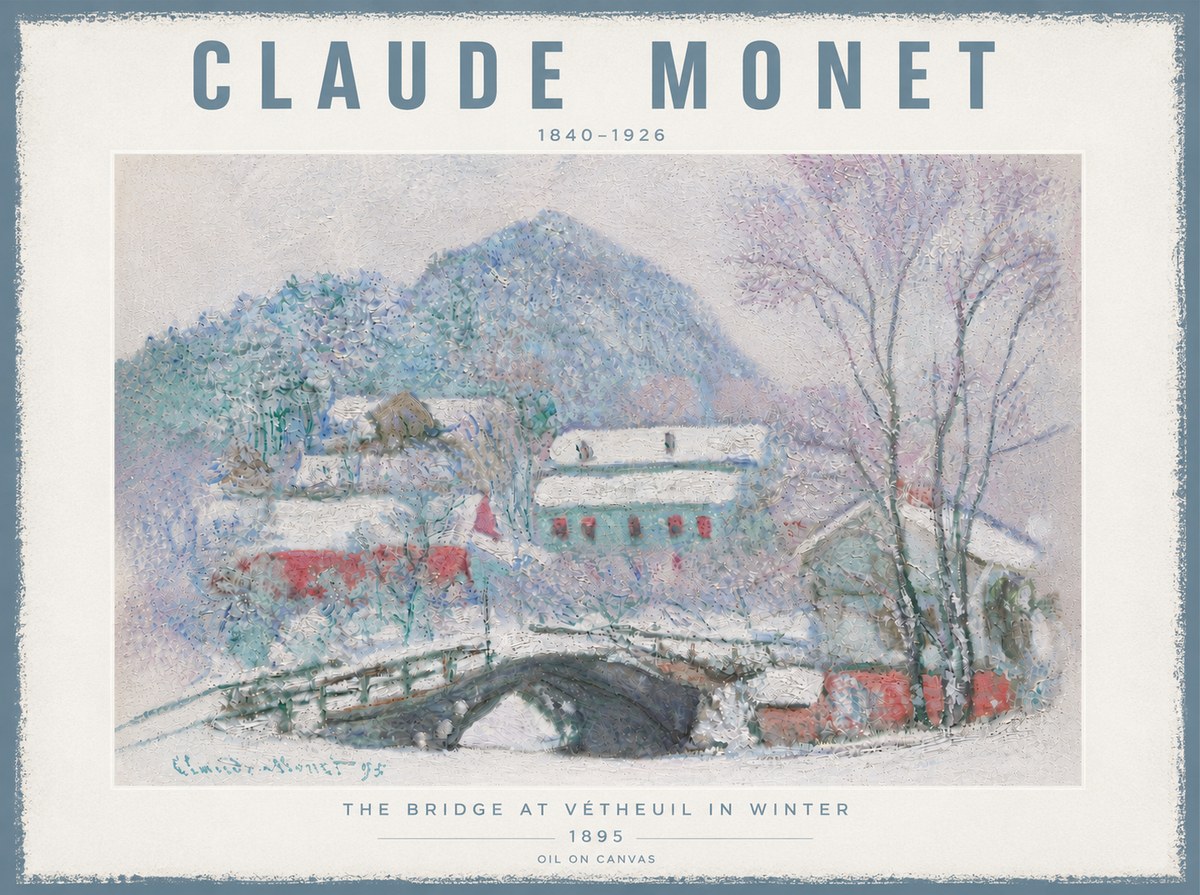 Monet The Bridge at Vétheuil in Winter No6 - Affiche