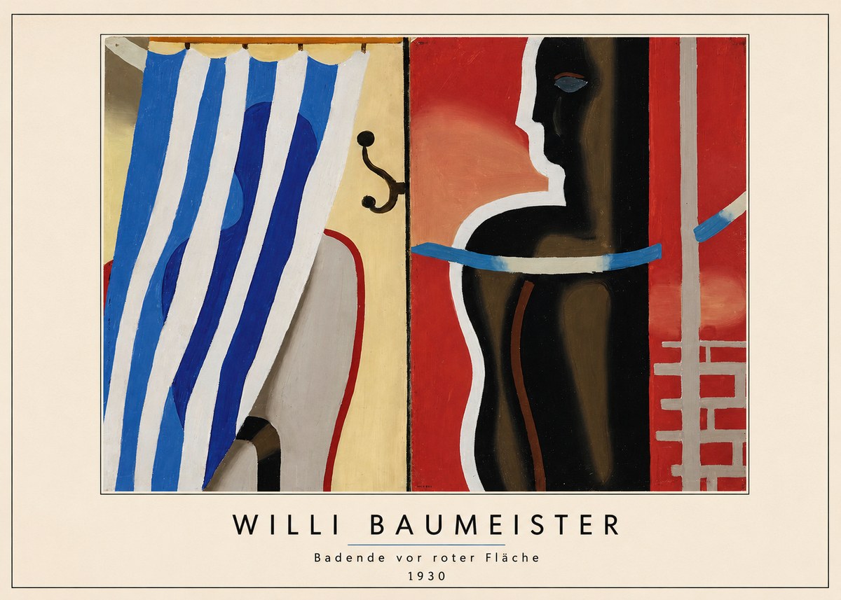 Willi Baumeister Badende Vor Roter Fläche No3 - Affiche